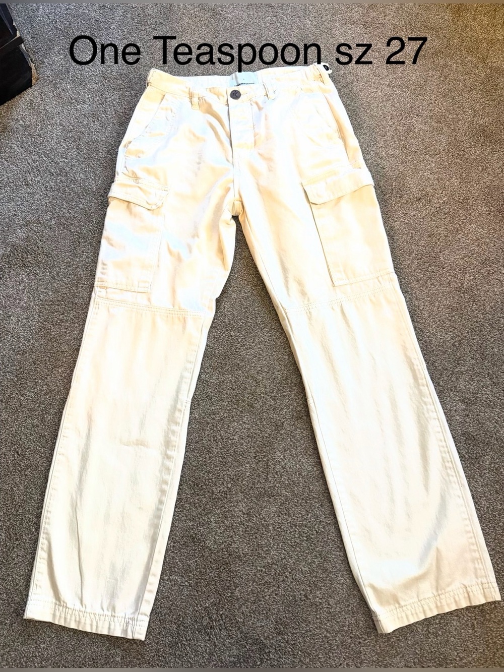 One Teaspoon Cream Straight-Leg Cargo Jeans Sz 27